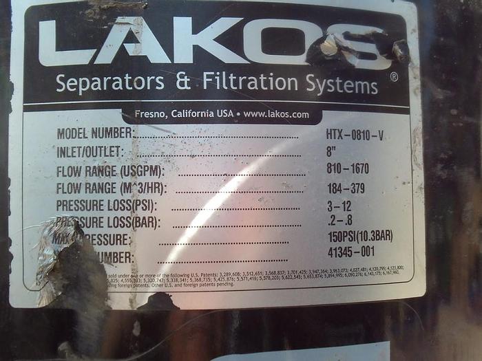 Used Separator, Hydrocyclone, Lakso, Mdl HTX-810V, C/St, B #S743347
