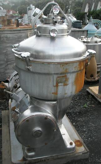 Used Centrifuge, Disc, Batch, Solid Wall, Alfa Laval, SRG-214, 20 #S736638