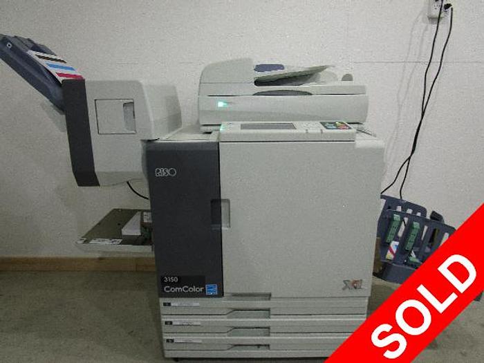 Used Riso ComColor 3150 X1 Full Color Inkjet Printer with Auto Stacking Tray, Stapler and Scanner