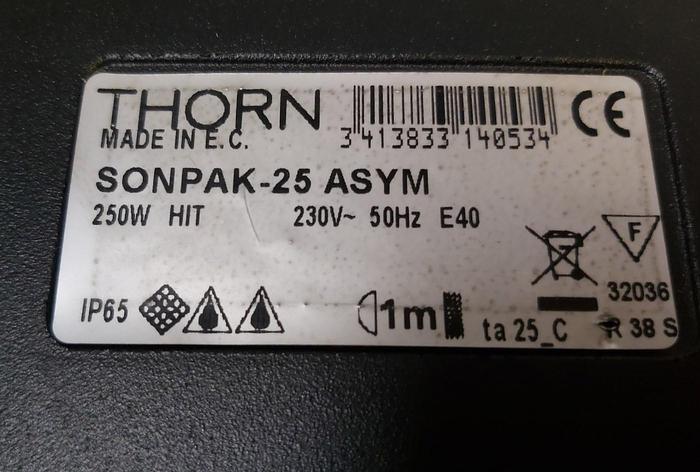 Headlight, floodlight, Sonpak 25-ASYM, Thorn, 250W, 230V, HIT E40, new