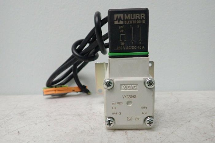Used SMC Corporation VX220HG 2 Port Solenoid VX2 Valve with Murr Elektronik AC/DC-10A
