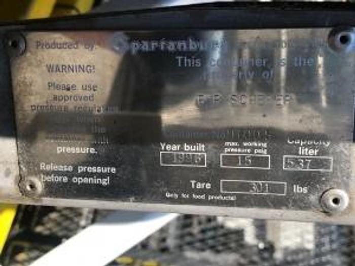 Used SPARTENBERG S/S 140 gal. PORT. TANK