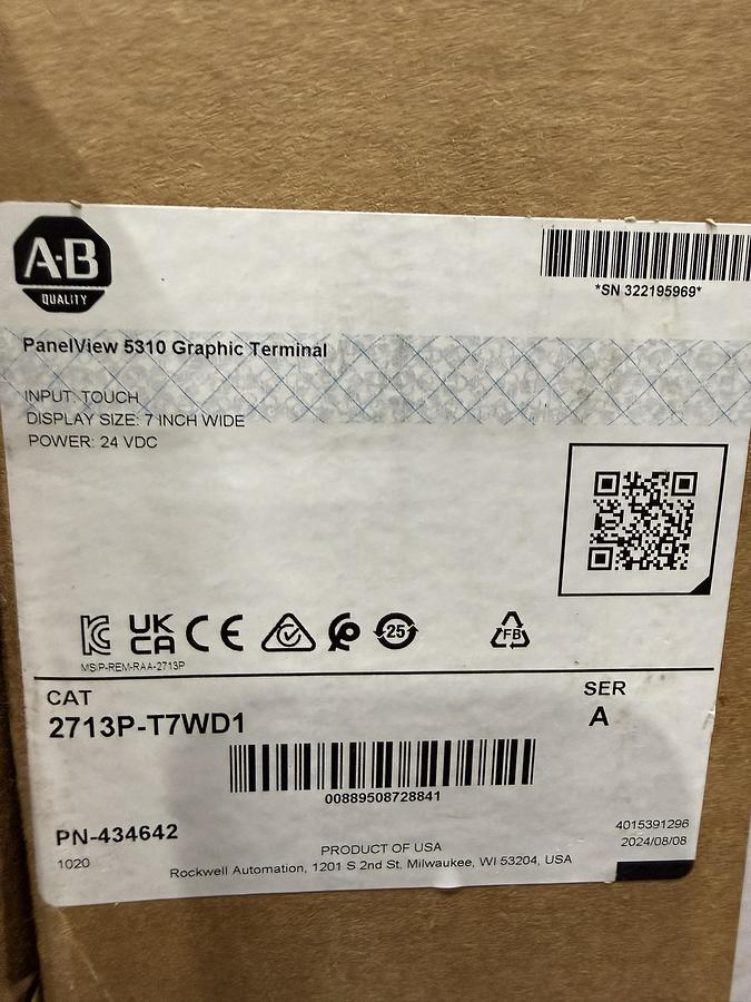 Used Allen Bradley7" PanelView 5310 HMI Graphic Terminal (New in Box)
