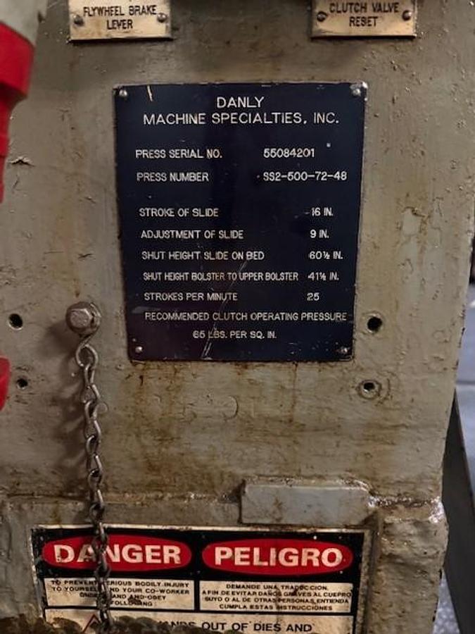 Used 500 Ton Danly 72"x48" SSDC Stamping Press