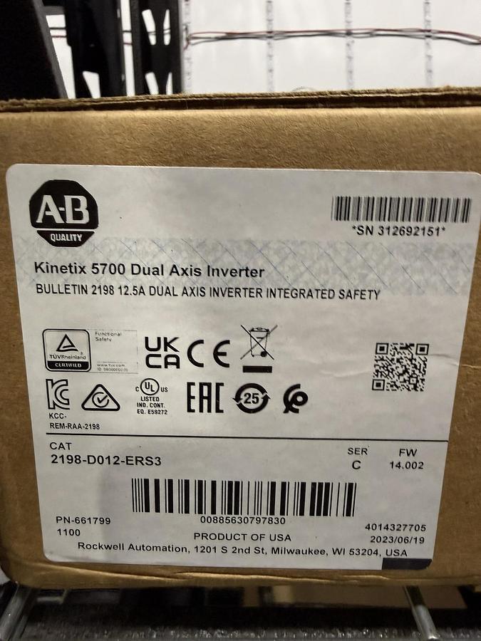 Used Allen-Bradley 2198-D012-ERS3 Kinetix 5700 Dual Axis Inverter New in Box