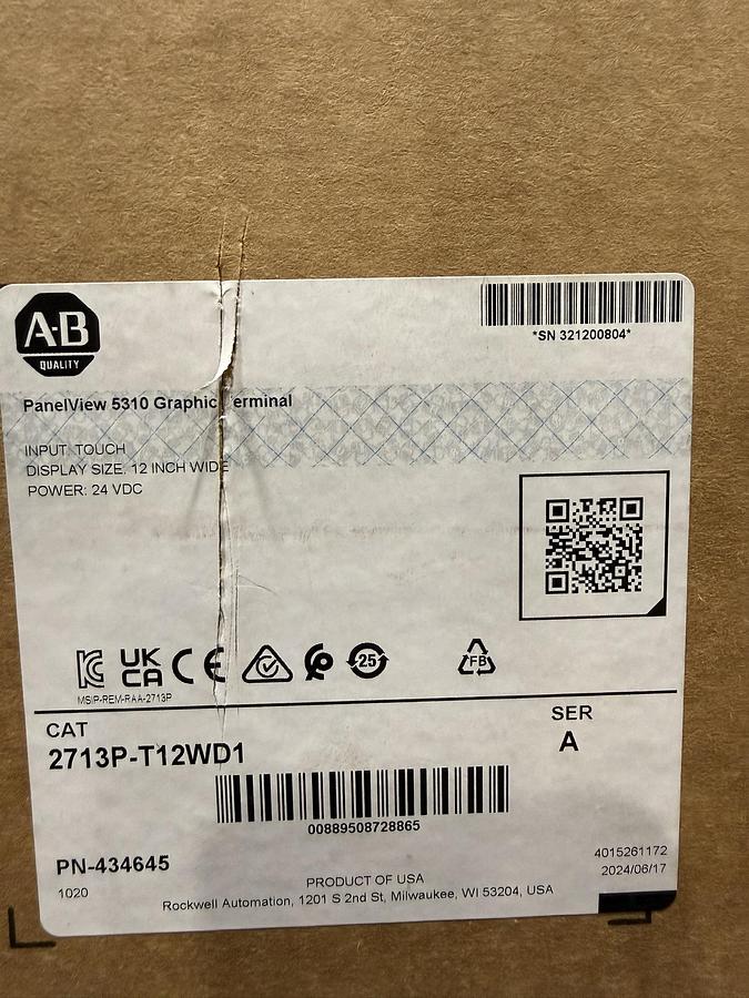 Used Allen Bradley 12" PanelView 5310 HMI Graphic Terminal (New in Box)