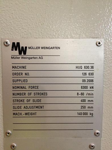 Used 693 ton Muller Weingarten SSDC Stamping Press
