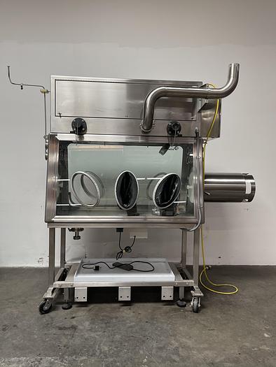 Used La Calhène Double Sided Glove Vacuum Solid Wall Isolation chamber w/ Water Bath