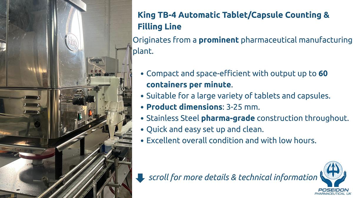 Used King TB-4 Automatic Tablet/Capsule Counting & Filling Line