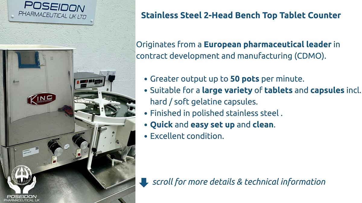 Used King TB-4 Stainless Steel 2-Head Bench Top Tablet Counter