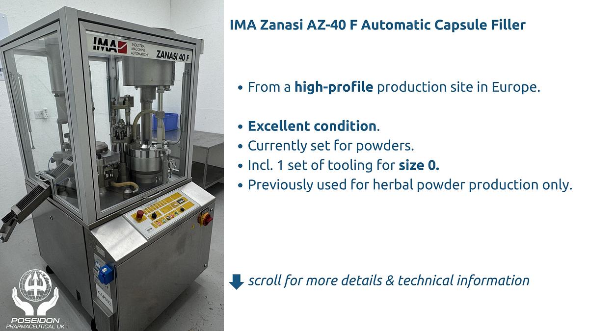 Used IMA Zanasi AZ-40 F Automatic Capsule Filler