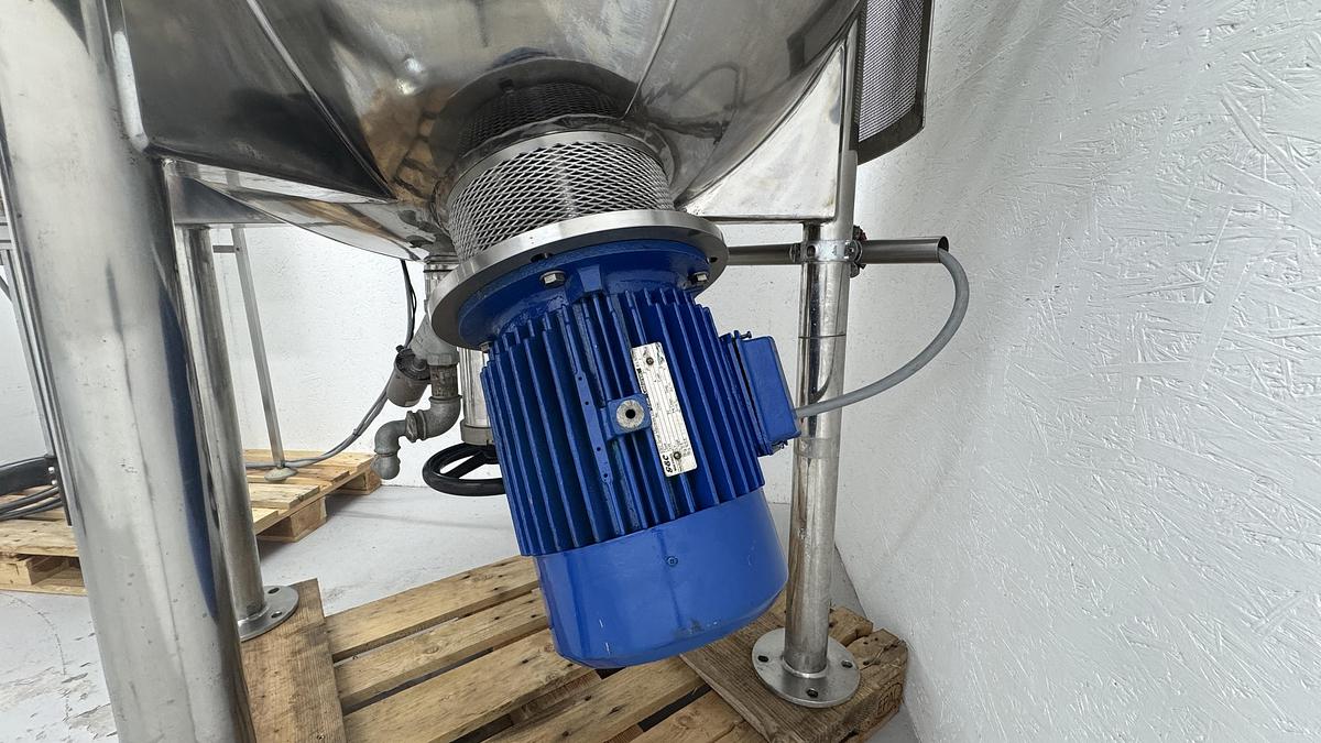 Used Giusti 500 Litre Jacketed Hemispherical Stainless Steel Anchor Paddle Mixer with Bottom Mounted High Shear Mixer