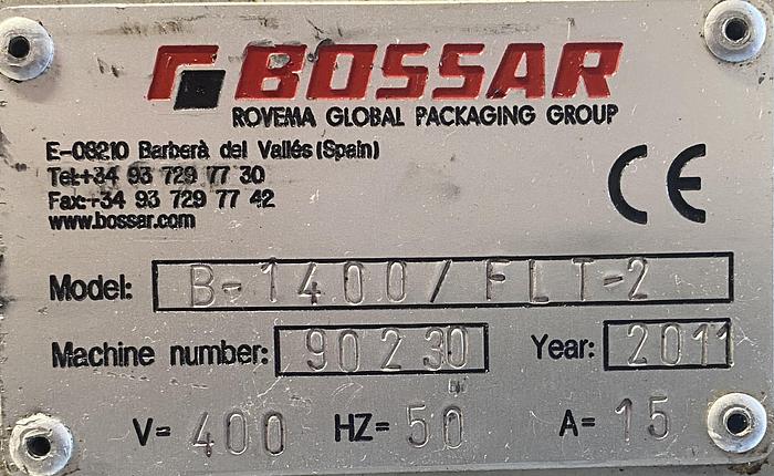 Used Bossar B-1400/FLT-2 Sachet Filling Machine