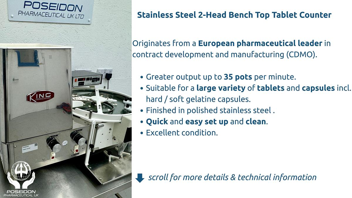 Used King TB-4 Stainless Steel 2-Head Bench Top Tablet Counter