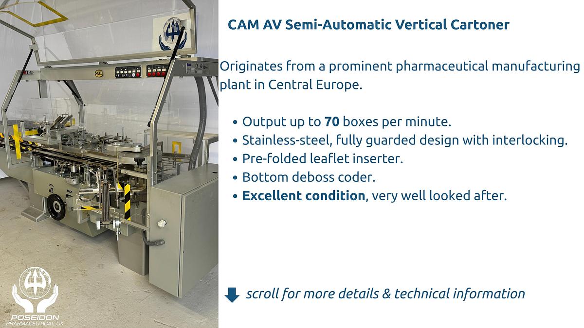Used CAM AV Semi-Automatic Vertical Cartoner 