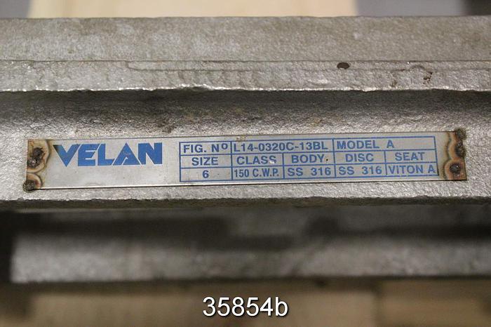 Used Velan 6" Air Operated Knife Gate Valve, L14-0320C-13BL #35854