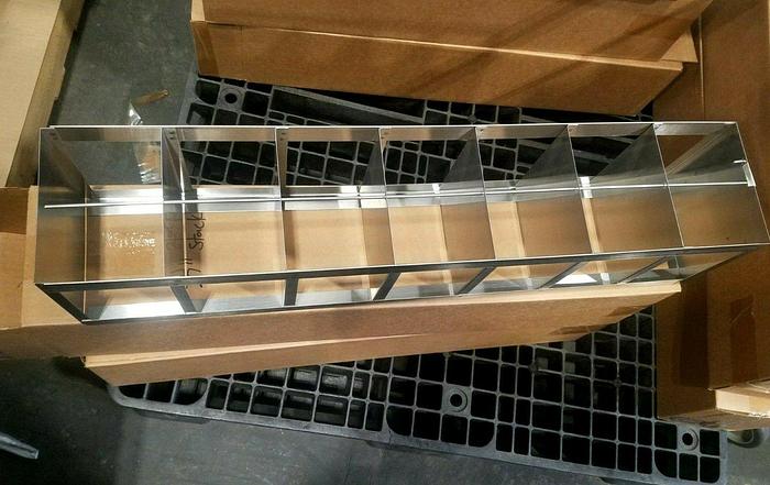 Used 28-1/2" Cell Bank Stainless Steel Stack Trays Racks Pharmaceutical