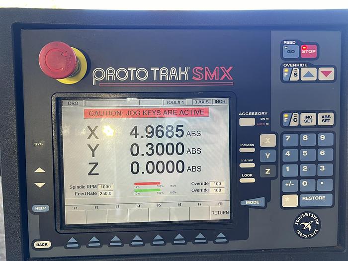 Used TRAK FHM7 CNC Bed Mill with long 23" x 60" travels, 7.5HP