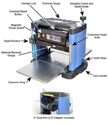 OLIVER - 12-1/2" Thickness Planer - 10044 - With Byrd Shelix Helical Head Cutterhead