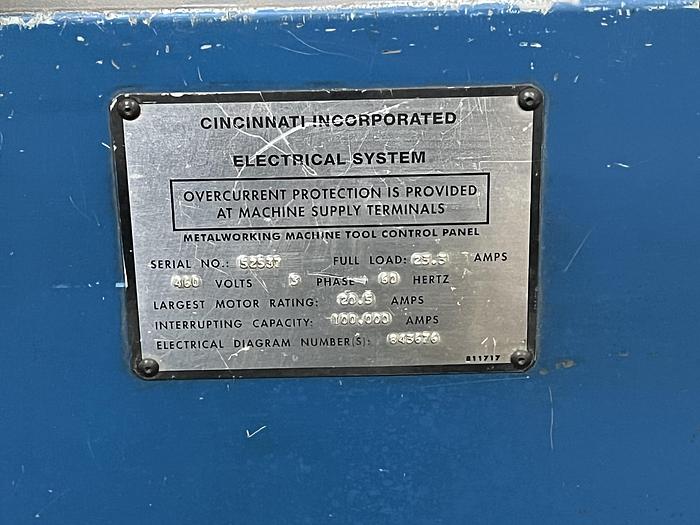 Used 2001 CINCINATTI 135 TON PRESS BRAKE WITH PROGRAMABLE BACK GAUGE (MODEL: 135 CBIIx8FT)