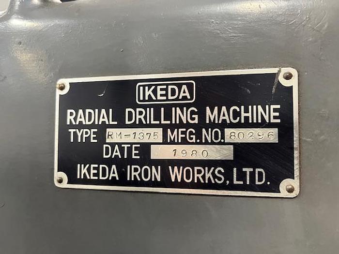 Used IKEDA Radial Arm Drill Press - 1980, 14" column, 4' arm- Model: RM-1375