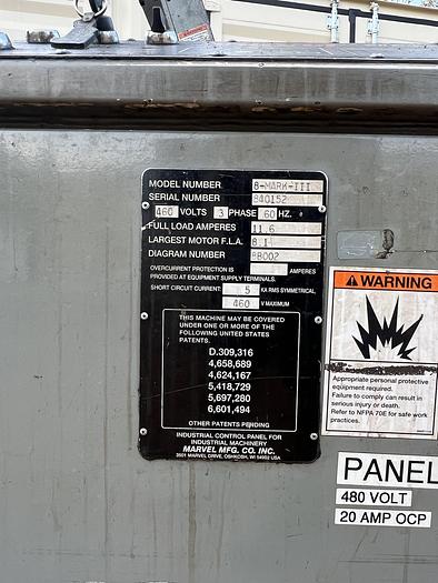 Used MARVEL VERTICAL BANDSAW - SERIES 8 MARK III