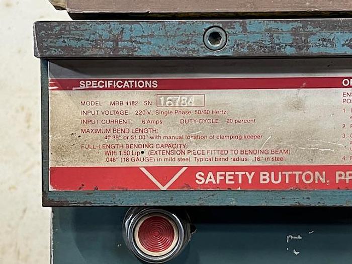 Used Roper Whitney Magna Bend - MBB 4182, 4' x 18 gauge - Magnetic Bender