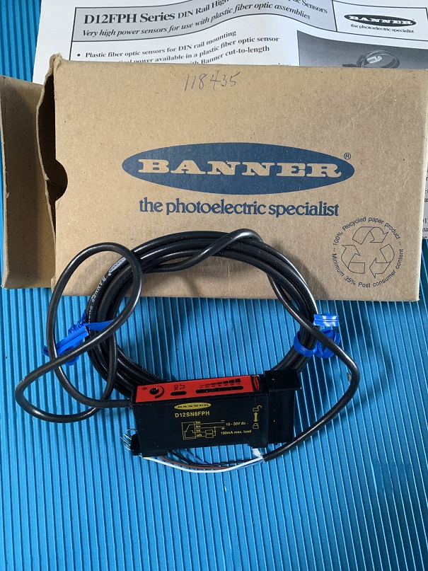 Used Banner Din Rail High Power Fiber Optic Sensor D12FPH