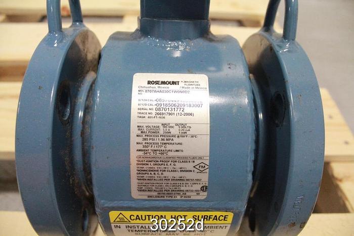 Unused Rosemount 8707AHA03C1W0N0D2 3" Magnetic Flow Tube #30252