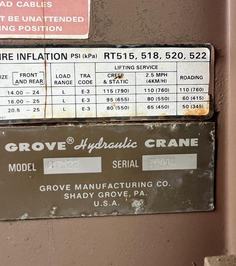 Used 1985 GROVE RT-522