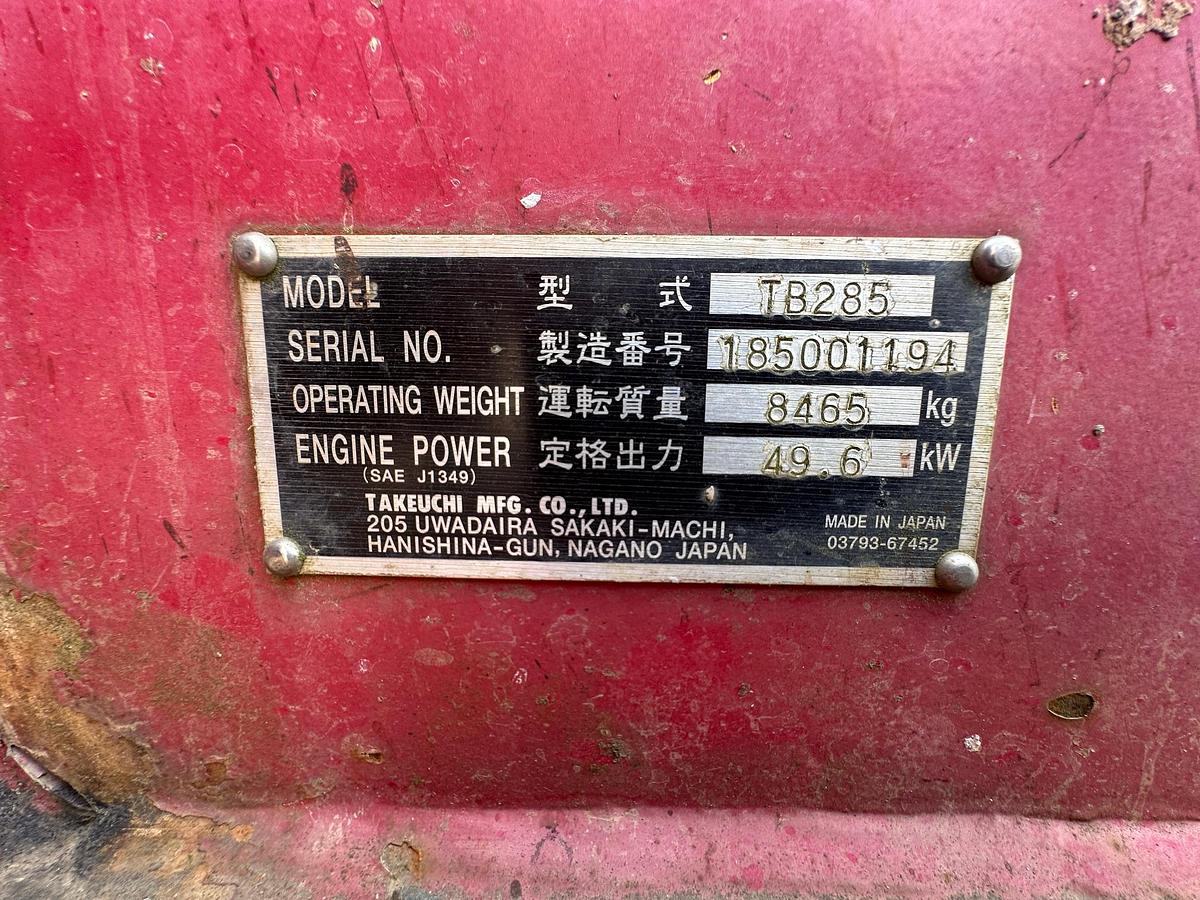 Used 2013 TAKEUCHI TB285