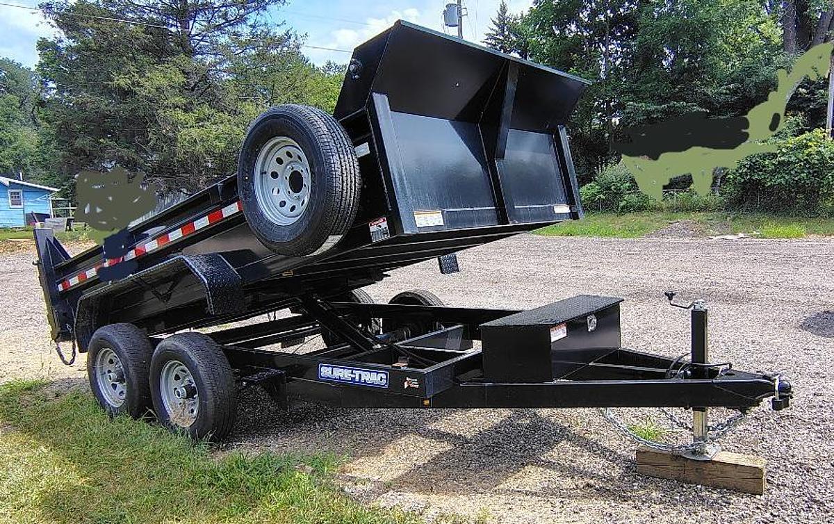 Used 2022 SURE TRAC 12 foot Low Profile Homeowner Dump Trailer