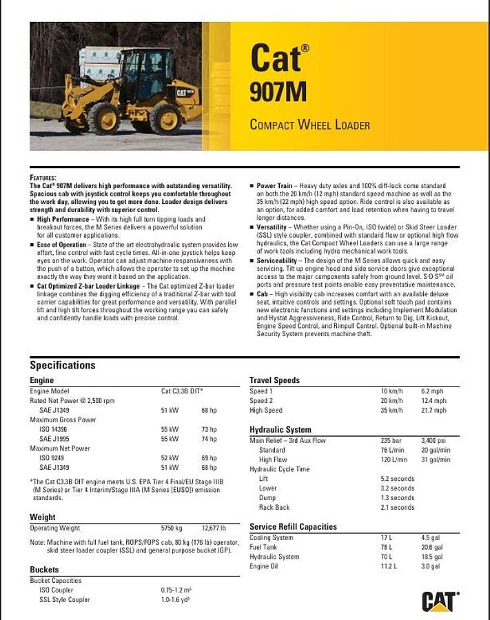 Used 2016 CATERPILLAR 907M