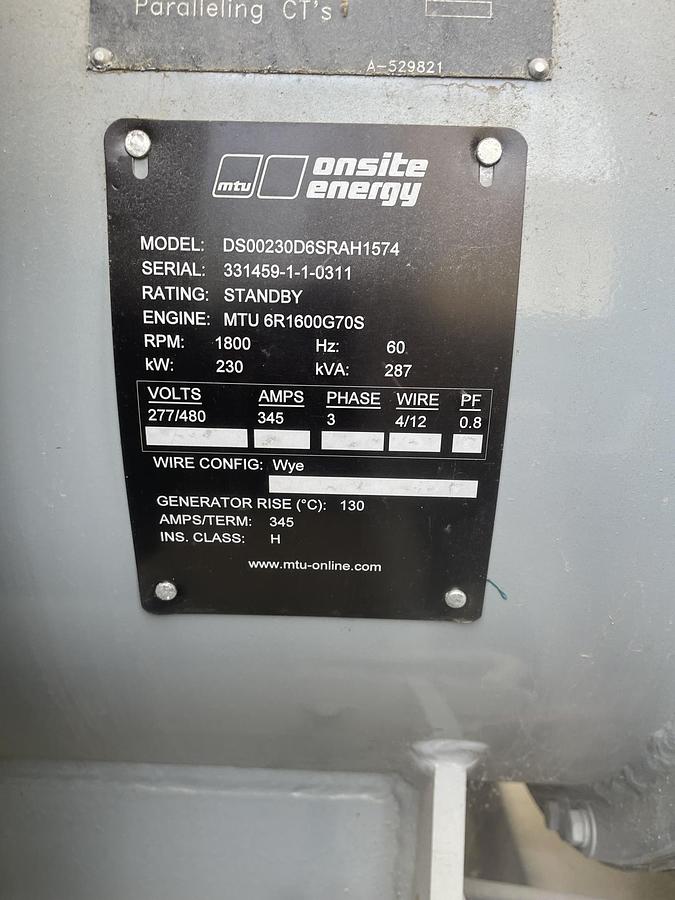 Used 2010 MTU DS00230D6SRAH1574