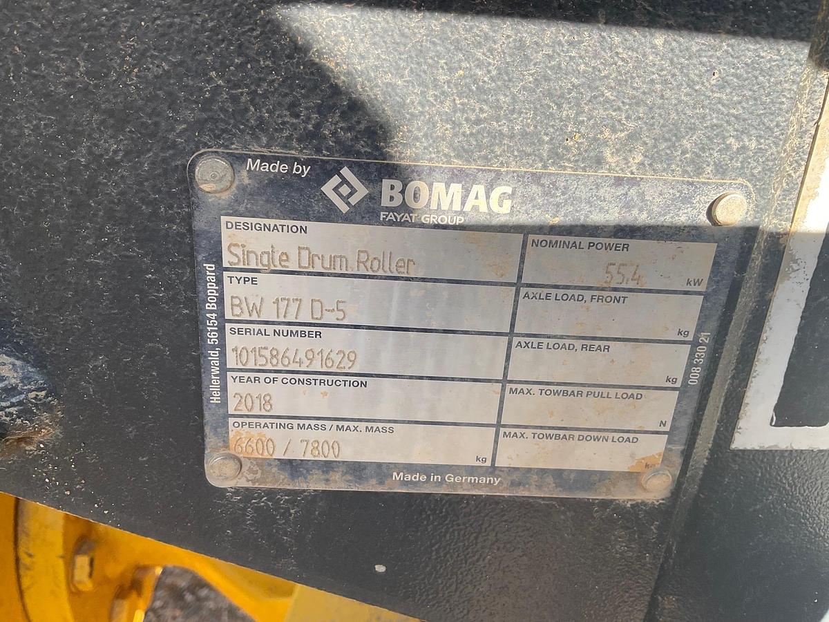 Used 2018 BOMAG BW177D5
