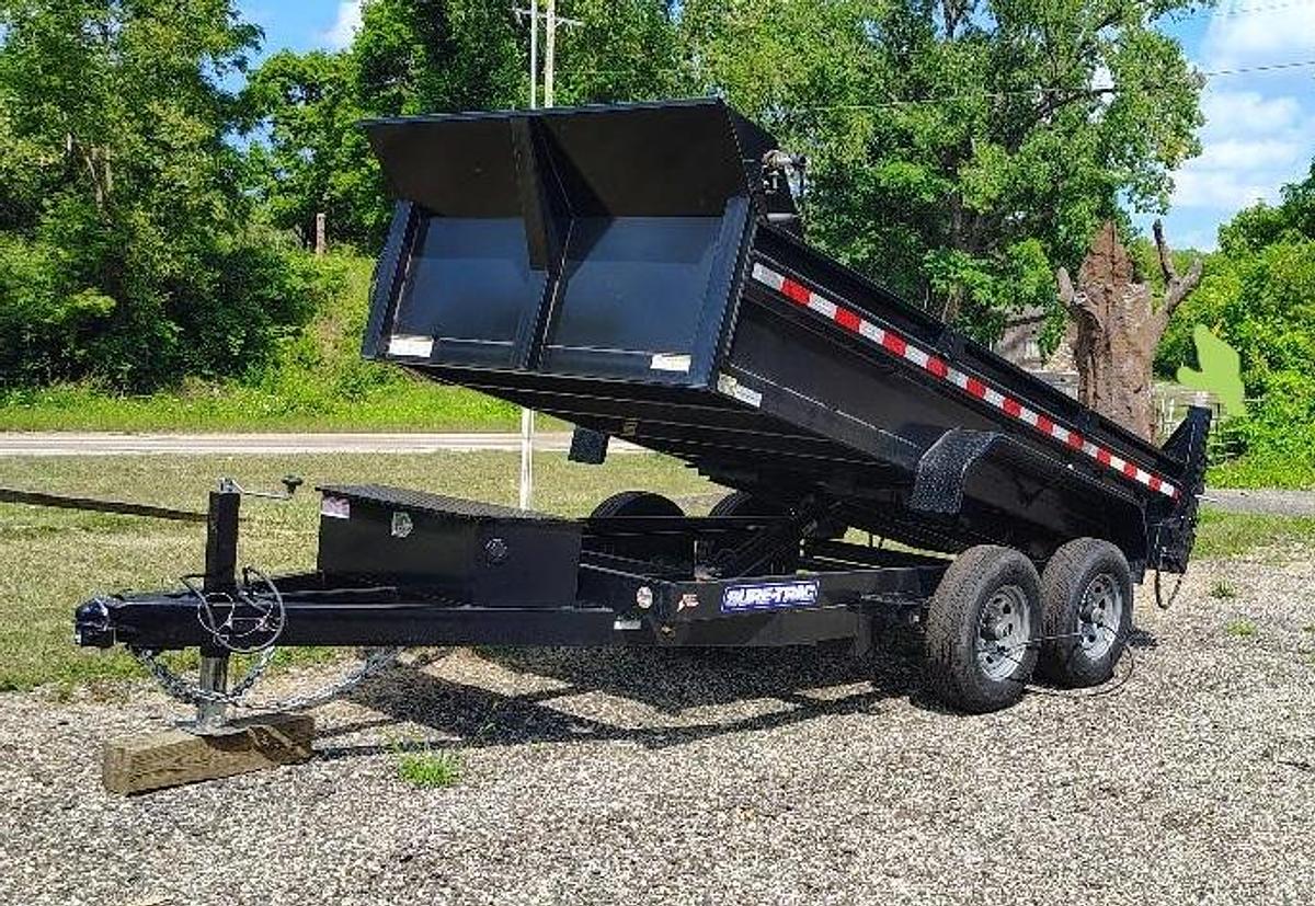 Used 2022 SURE TRAC 12 foot Low Profile Homeowner Dump Trailer