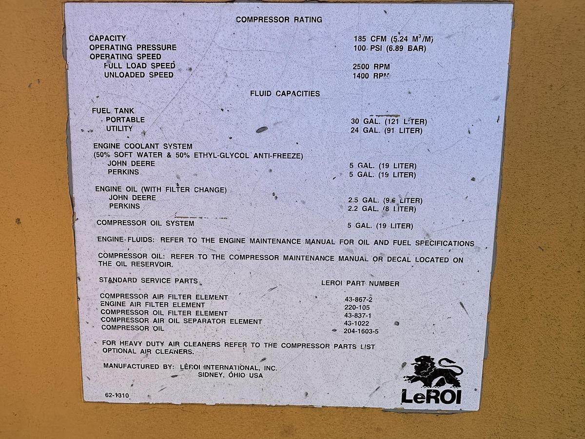 Used 1995 LEROI Q185JD-E