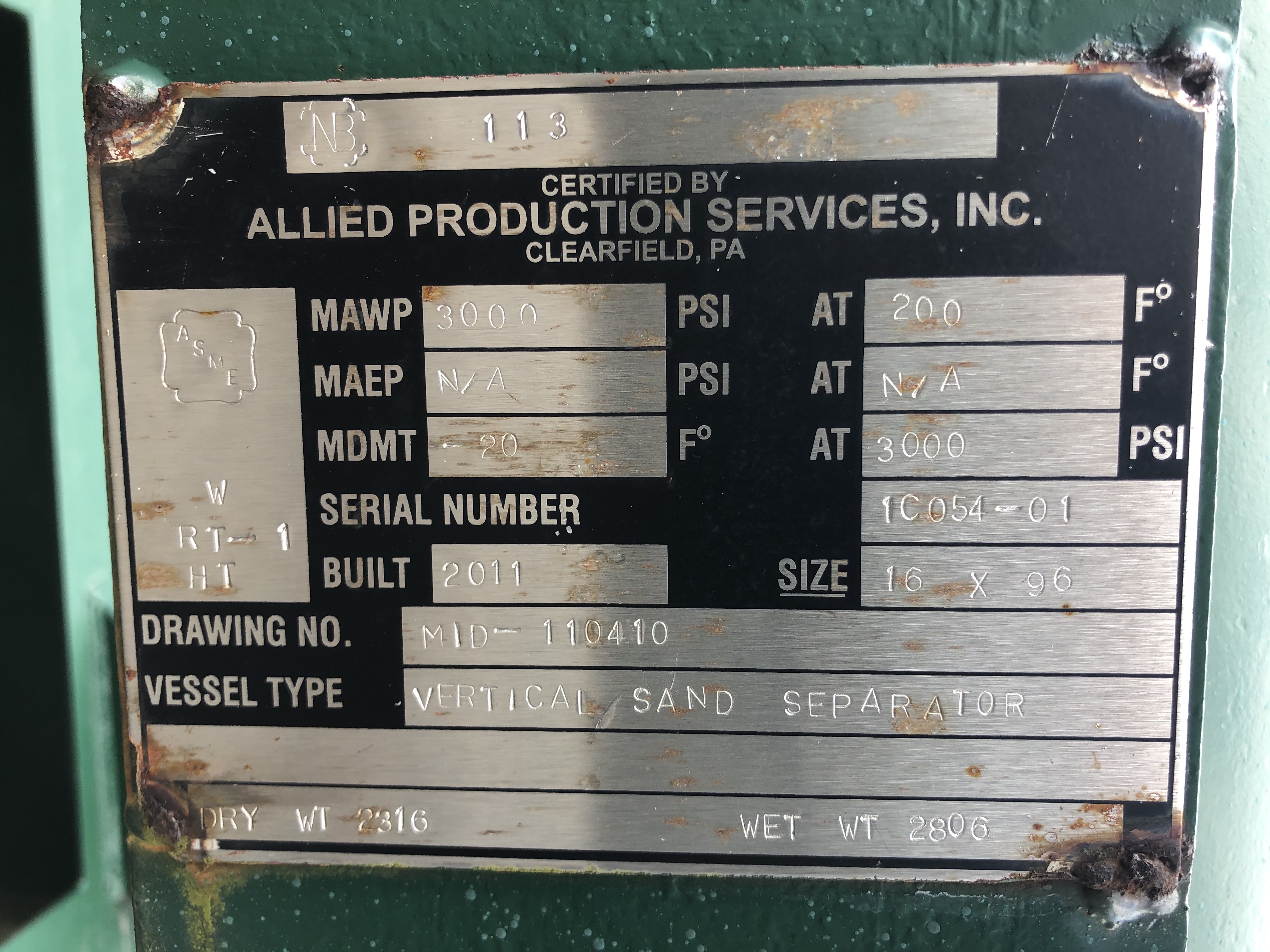 Used Sand Trap, Gravity, 16"x8', 3000#