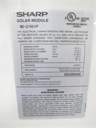 Used Thursday, December 8, 2016, 1:00 PM (ET), Solar Power Generation Equipment