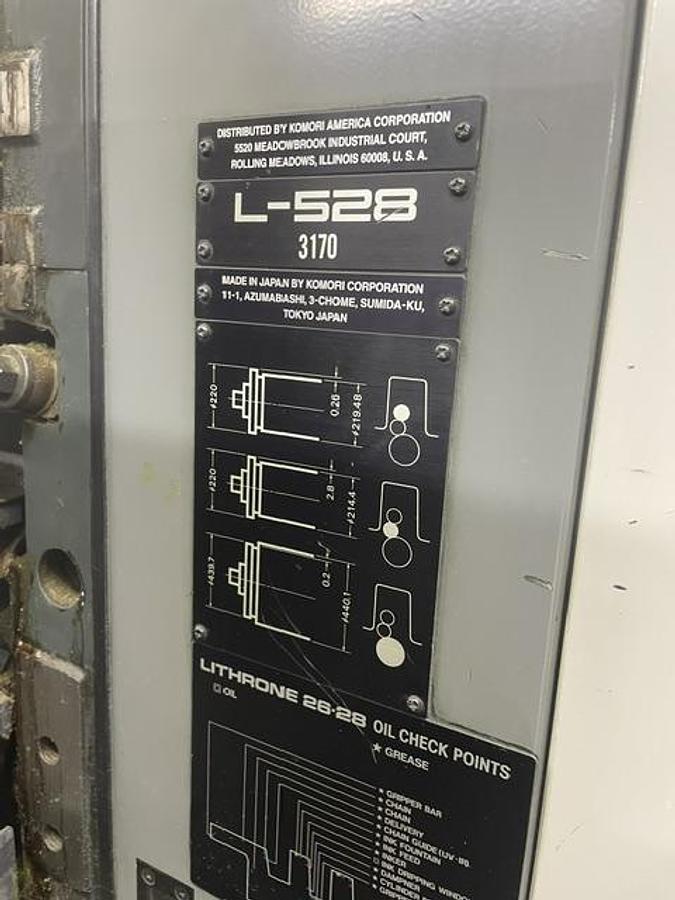 Used 2005 Komori L528 5-Color Sheetfed Printing Press