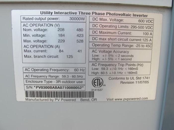 Used Thursday, December 8, 2016, 1:00 PM (ET), Solar Power Generation Equipment