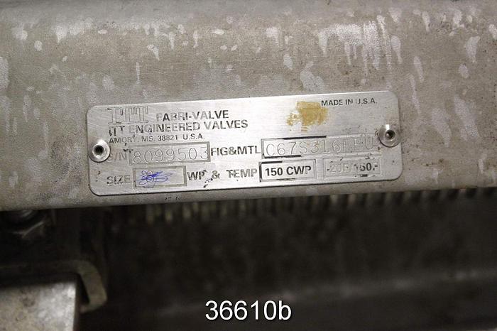 Used Fabri 10" Hand Operated Knife Gate Valve, C67S316FBU #36610