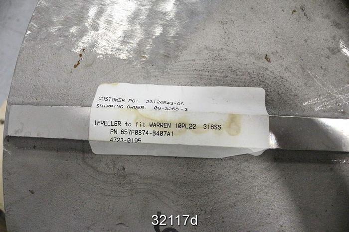 Unused Warren 10PL22 Pump 22" Impeller #32117