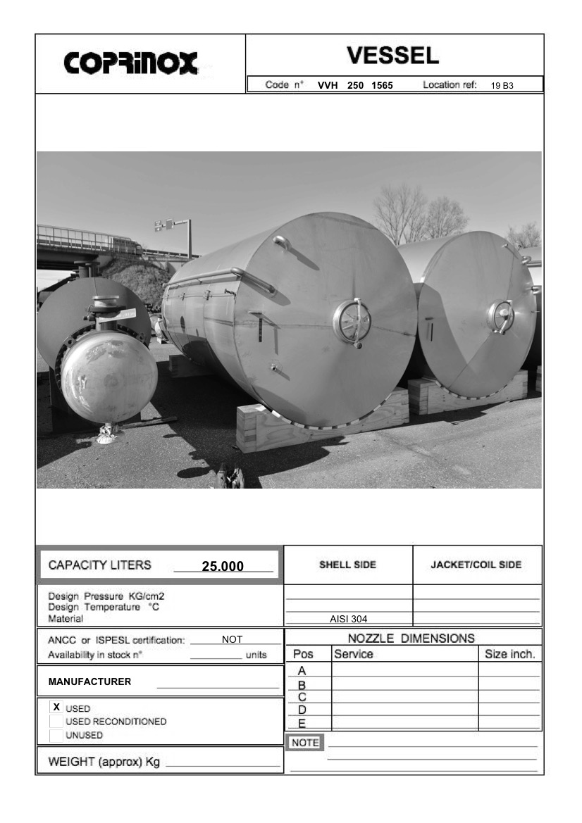 Usato Serbatoio  da 25000 Litri