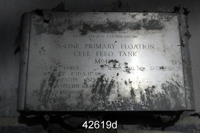 Used Apache SA240-304LSS Tank, 8' x 17', 6,375 USG #42619