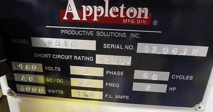 Used 132" APPLETON MODEL P510 PROGRAMMABLE AUTOMATIC CORE CUTTER MFG. 2012