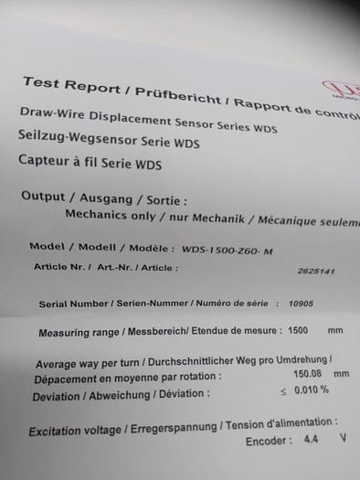Wegmesssystem WDS-1500-Z60-M, Micro Epsilon, L 1500mm neu