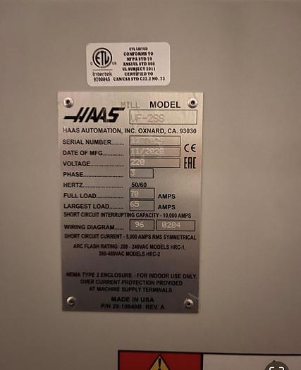 Used 2020 HAAS VF-2 4-Axis CNC Vertical Machining Center