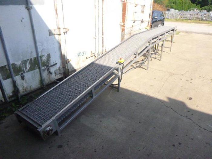 Used Incline Conveyor; Intralox belt, 18"Wx19'6"L