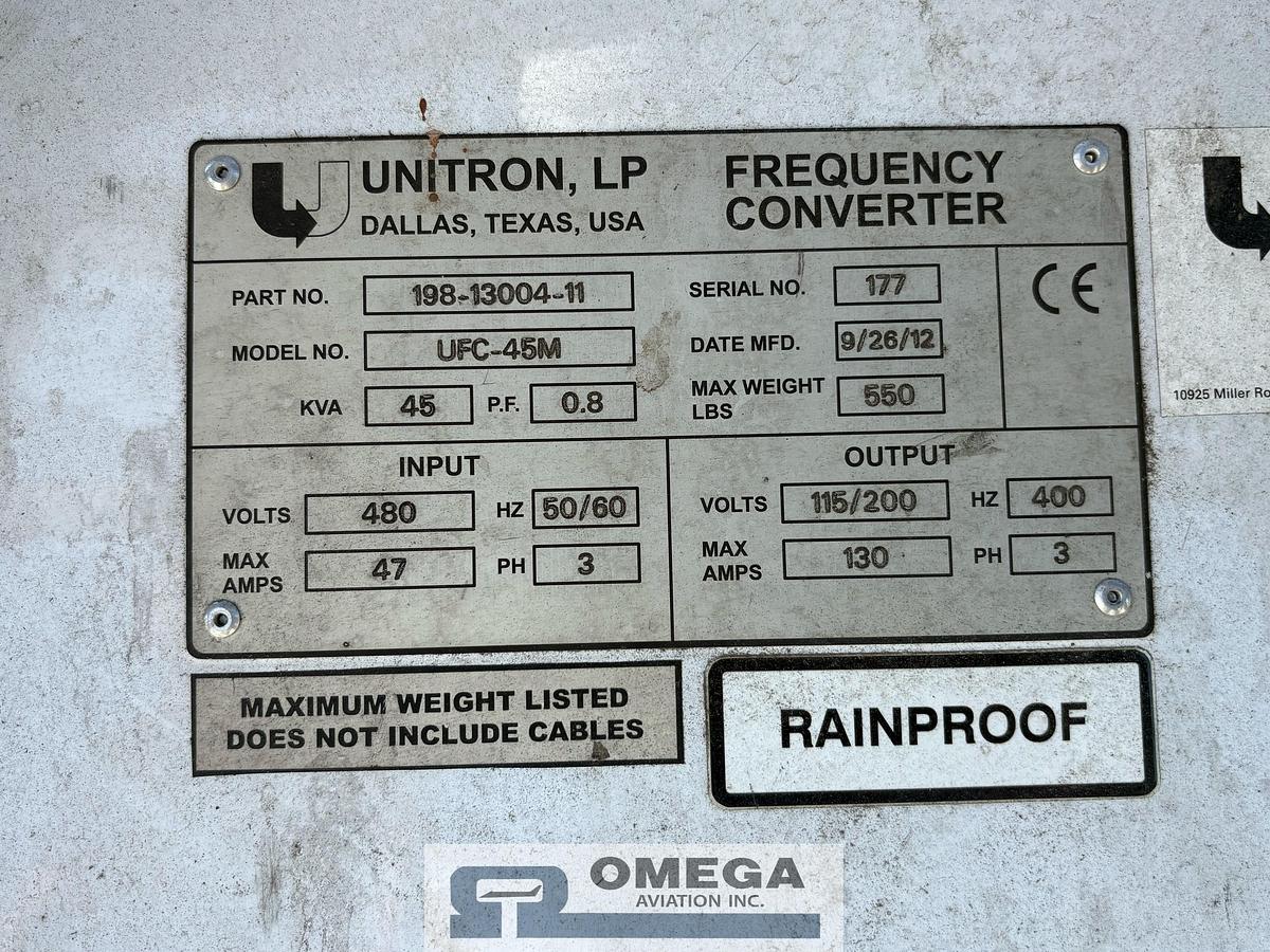 Used Unitron UFC-45M 45 kVA Aircraft Frequency Converter – 400Hz Ground Power Unit